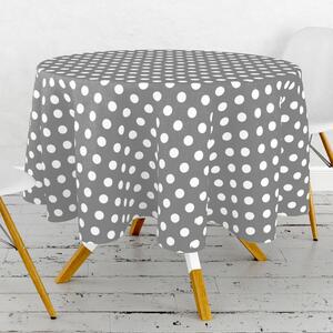 Obrus ​​PVC okrúhly DC-416 – Bodky na sivom (rôzne veľkosti)