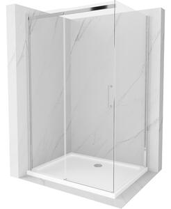 Mexen Omega posuvná sprchová kabína 100 x 80 cm, transparentná, chróm + vanička Flat - 825-100-080-01-00-4010