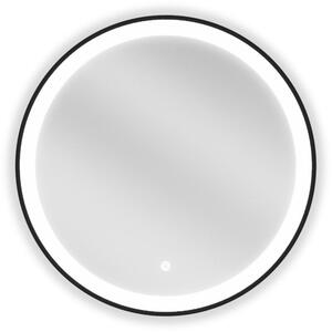 Mexen Esso osvetlené okrúhle kúpeľňové zrkadlo 60 cm, LED 6000K, proti zahmlievaniu, čierny rám - 9825-060-060-611-70