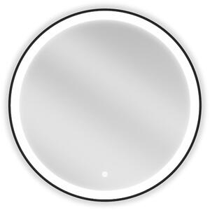 Mexen Esso okrúhle osvetlené kúpeľňové zrkadlo, 70 cm, LED 6000K, proti zahmlievaniu, čierny rám - 9825-070-070-611-70
