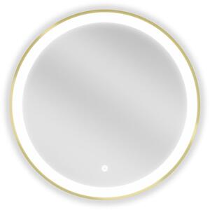 Mexen Esso osvetlené kúpeľňové zrkadlo, okrúhle 60 cm, LED 6000K, proti zahmlievaniu, zlatý rám - 9825-060-060-611-50