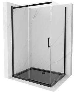 Mexen Omega sprchový kút posuvný 100 x 90 cm, transparentný, čierny + vanička Flat, čierna - 825-100-090-70-00-4070B