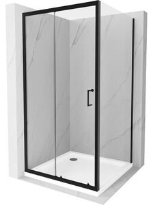Mexen Apia sprchová kabína posuvná 90 x 90 cm, transparentná, čierna + vanička Flat, biela- 840-090-090-70-00-4010B