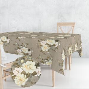Ervi bavlnený obrus na stôl štvorcový - ruže a pivonky