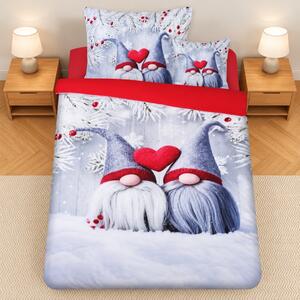 3 dielne 3D obliečky mikrosatén vianočné Gnome love 200x140cm+90x70cm TiaHome