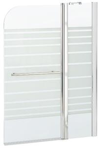 Sprchová zástena na vaňu s dvierkami transparentné tvrdené matné sklo hliník nehrdzavejúca oceľ 140 x 120 cm minimalistický dizajn