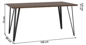 KONDELA Jedálenský stôl, dub/čierna, 150x80 cm, FRIADO