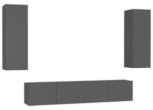 4-dielna súprava TV skriniek sivá drevotrieska