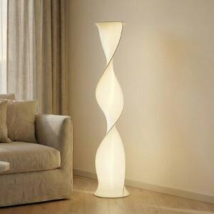 Lucande LED stojacia lampa Novelle, biele, výška 137 cm, Ø 29 cm, Biela / opálová, Obývacia izba / jedáleň, Plast, Dizajn, Stojaca lampa