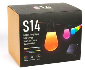 LED RGBIC solárna svetelná reťaz 15xLED/1,3W/3,7V 2200 mAh 8 m IP65 čierna + diaľkové ovládanie