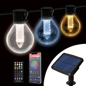 LED stmievateľná solárna svetelná reťaz 15xLED/1,5W/3,7/5V 2200 mAh 9 m IP65 čierna + diaľkové ovládanie