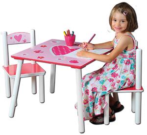 Detský stôl s stoličkami ružový