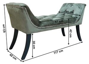 KONDELA Dizajnová lavica, olivovozelená Velvet látka/kaučukové drevo, 117 cm, HEMY TYP 2