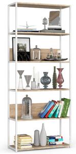 Ak furniture Knižnica Loft s kovovým rámom 80 cm biela/dub sonoma
