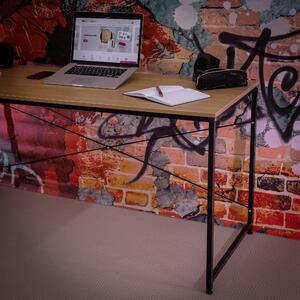 KONDELA Písací stôl, dub/čierna, 150x60 cm, MELLORA