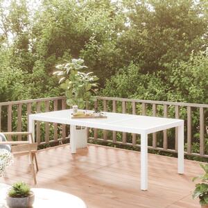 Záhradný stôl biely 190x90x75 cm tvrdené sklo a polyratan