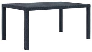 Záhradný stôl plastový ratanový vzhľad 150x90x72 cm antracit