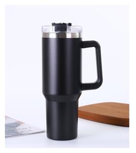Termohrnček nerezový G873 XXL 1200 ml so slamkou v čiernej farbe