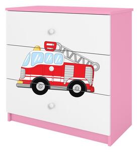 Kocot kids Komoda Babydreams 80 cm hasiči ružová