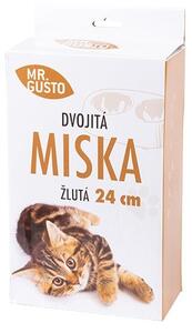 Dvojitá miska pre psov a mačky žltá 24cm