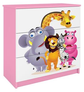 Kocot kids Komoda Babydreams 80 cm ZOO ružová