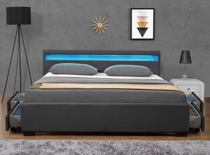 Čalúnená posteľ ,,Lyon" s úložným priestorom 140 x 200 cm - tmavošedá