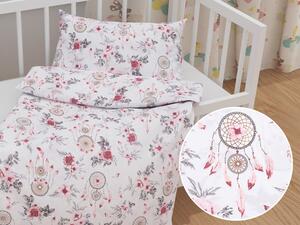 Biante Detské bavlnené posteľné obliečky do postieľky Sandra SA-179 Ružové lapače a ruže Do postieľky 90x120 a 40x60 cm