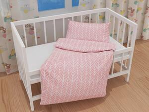 Biante Detské bavlnené posteľné obliečky do postieľky Sandra SA-211 Listy na staroružovom Do postieľky 90x140 a 40x60 cm