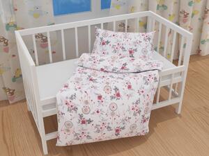 Biante Detské bavlnené posteľné obliečky do postieľky Sandra SA-179 Ružové lapače a ruže Do postieľky 100x135 a 40x60 cm