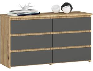 Ak furniture Komoda CL6 100 cm dub remeselný/grafitovo šedá