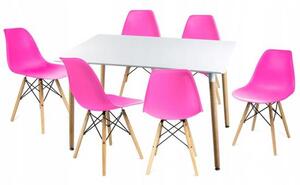 Moderný set stoličky so stolom RUŽOVÁ (6 stoličiek, 1 stôl)