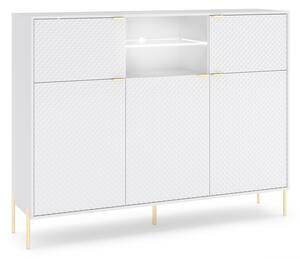 Vivaldi Komoda Diamond s LED osvetlením 153,9 cm biely lesk