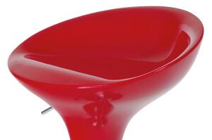 Barová stolička, plast červený/chróm