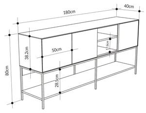 Komoda Houseland Amira 180 cm sivo-zelená