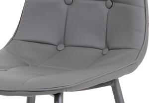Jedálenská stolička lakované kovové nohy/ sedák ekokoža šedá