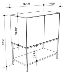 Komoda Houseland Amira 80 cm sivo-zelená