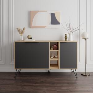 Komoda Houseland CLARA 142 cm dub prírodný/antracit