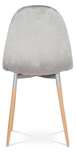 Jedálenská stolička, sivá(svetlá) látka zamat, kov buk