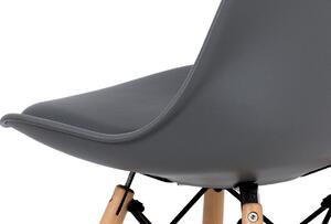 Jedálenská stolička, plast sivý, buk