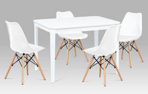 Jedálenský stôl 110x75x75 cm, masív kaučukovník, biely matný lak