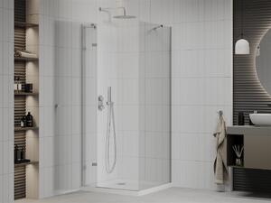 Mexen Roma, sprchovací kút 70 (dvere) x 70 (stena) cm, 6mm číre sklo, chrómový profil + slim sprchová vanička 5cm, 854-070-070-01-00-4010