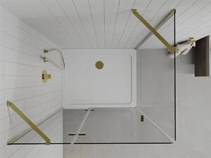 Mexen Roma, sprchovací kút 100 (dvere) x 70 (stena) cm, 6mm číre sklo, zlatý profil + slim sprchová vanička 5cm, 854-100-070-50-00-4010