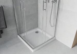 Mexen Rio, štvorcový sprchovací kút s posuvnými dverami 70 (dvere) x 70 (dvere) x 190 cm, 5mm číre sklo, chrómový profil + biela sprchová vanička SLIM, 860-070-070-01-00-4010