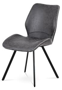 Jedálenská stolička, šedá látka vintage, kov čierny mat