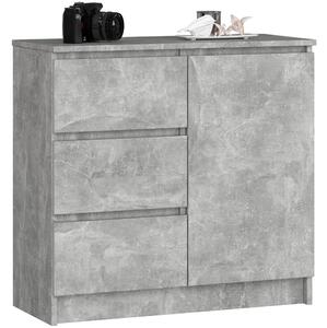 Ak furniture Komoda JERRY K 80 cm 1 dvere 3 zásuvky betón