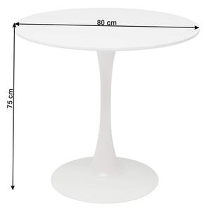 TEMPO Jedálenský stôl, okrúhly, biela matná, priemer 80 cm, REVENTON