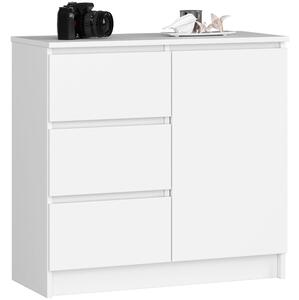 Ak furniture Komoda JERRY K 80 cm 1 dvere 3 zásuvky biela