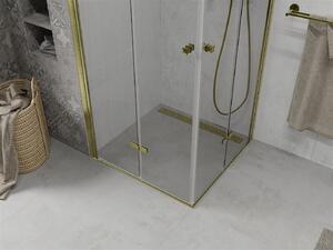 Mexen Lima Duo sprchovací kút so skladacími dverami 80 x 80 cm, 6mm číre sklo, zlatý profil, 856-080-080-50-00-02