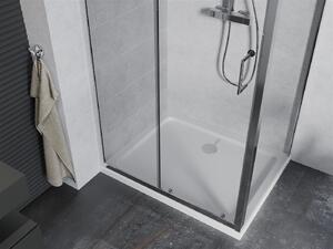 Mexen APIA, sprchový kút s posuvnými dverami 110 (dvere) x 70 (stena) cm, 5mm číre sklo, chrómový profil + slim sprchová vanička 5cm, 840-110-070-01-00-4010