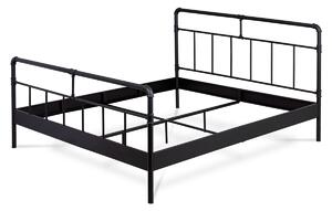 Kovová industriálna dvojlôžková posteľ, čierny matný lak 180x200 cm